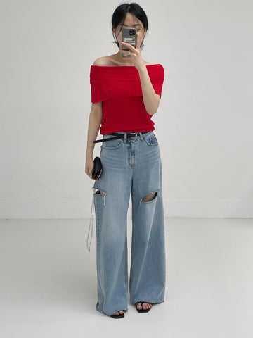 662 Three Cut Brush Long Wide Denim